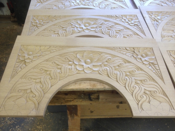 Some of the Hand Carved column arches in our workshop