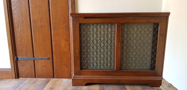 Solid Oak Radiator Cover with Brass Grille