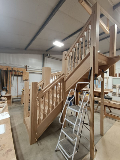 Oak Staircase pre assembled in our workshop